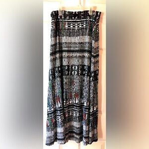 Hannah Black Blue Multicolor Tribal Print Color Spike Knit Maxi Skirt Large